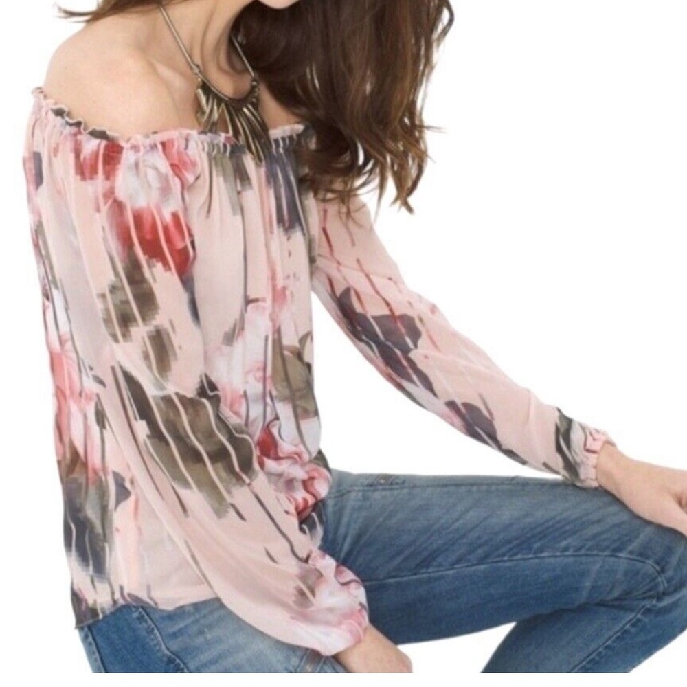 White House black market off shoulder top pink size XL